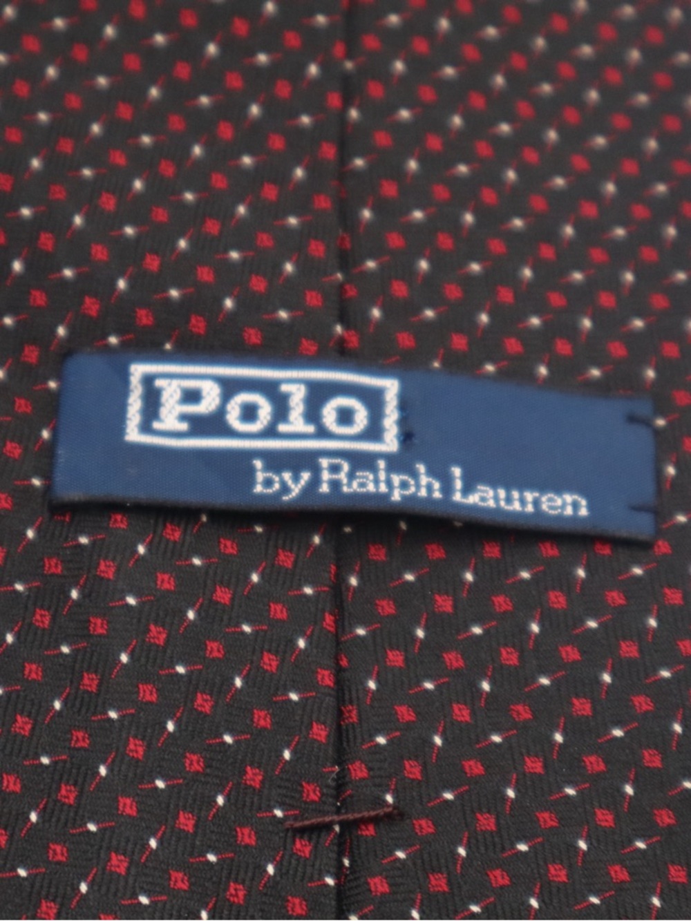 Vintage Polo by Ralph Lauren Black Tie with Red Dot Motif